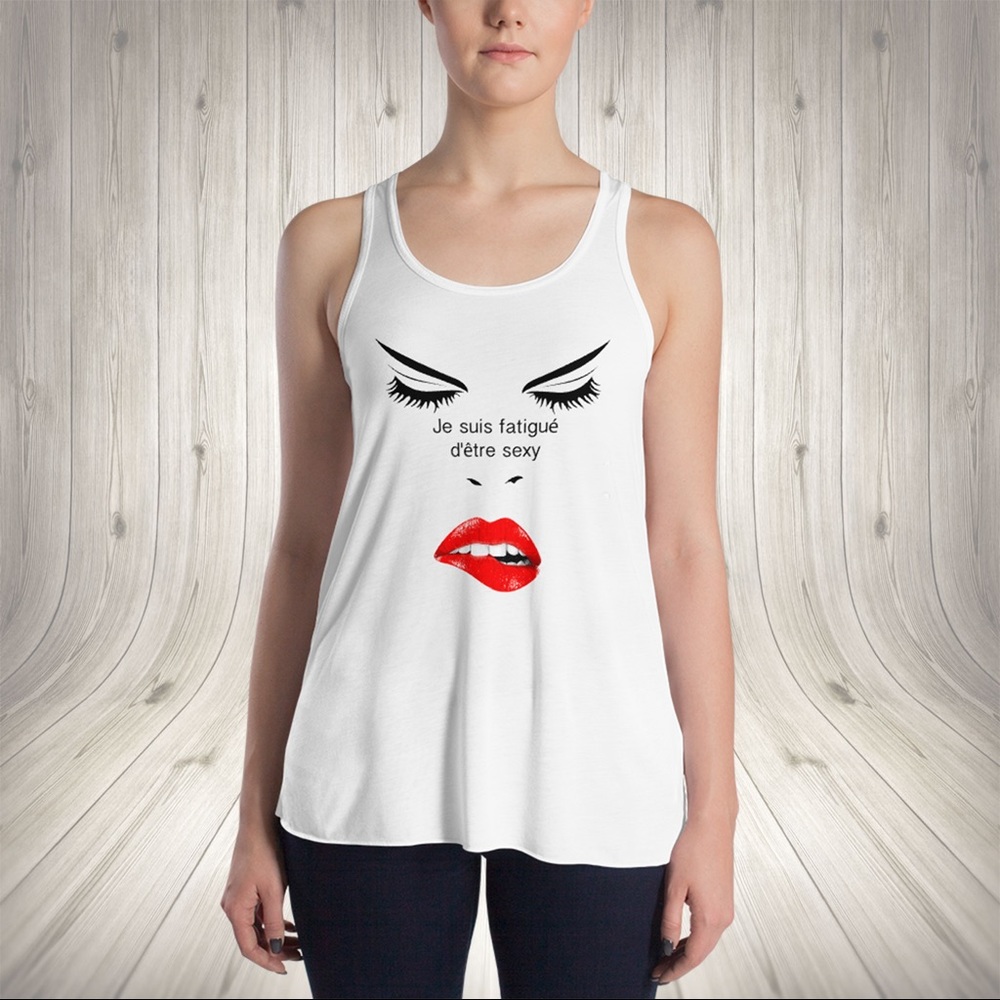 "Tired" Ladies Tank in White